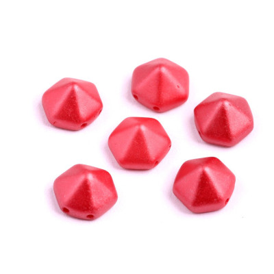 Pyramid Hexagon Beads 12x12mm N. 163 PASTEL DARK CORAL