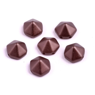 Pyramid Hexagon Beads 12x12mm N. 177 PASTEL DARK BROWN/BRONZE
