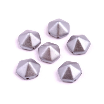 Pyramid Hexagon Beads 12x12mm N. 178 PASTEL LIGHT GREY/SILVER