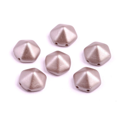 Pyramid Hexagon Beads 12x12mm N. 179 PASTEL LIGHT BROWN/COCO