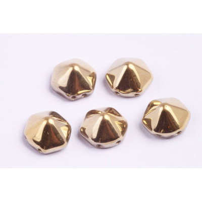 Pyramid Hexagon Beads 12x12mm N. 6 Gold