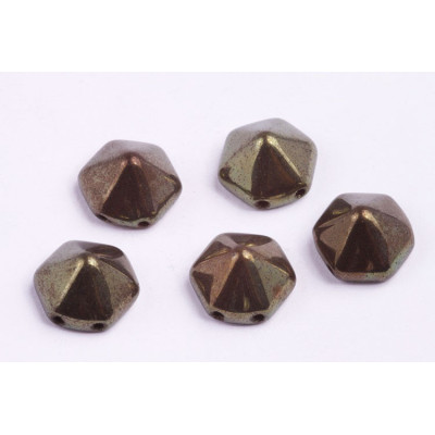 Pyramid Hexagon Beads 12x12mm N. 17 Brown