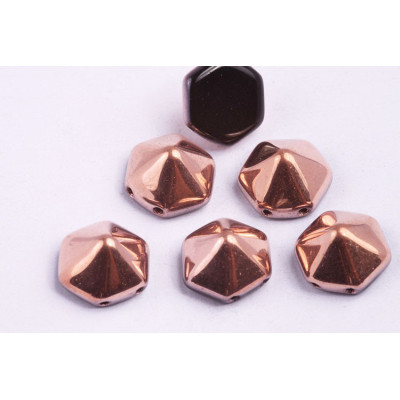 Pyramid Hexagon Beads 12x12mm N. 49 Copper