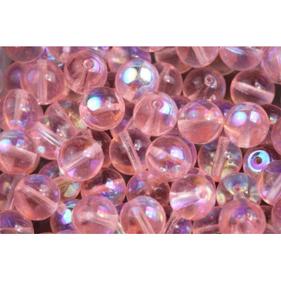 8mm Round Beads Rosaline AB 70110/28701 | Rutkovsky Czech Glass