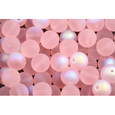 Czech Glass Round Beads Rosaline AB Matte 8mm 70110 | Rutkovsky