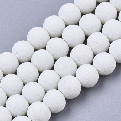 Round Druck Beads 8 mm N. 4013 White