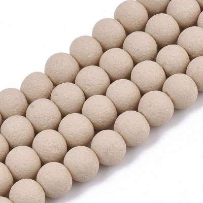 Round Druck Beads 8 mm N. 4014 Beige
