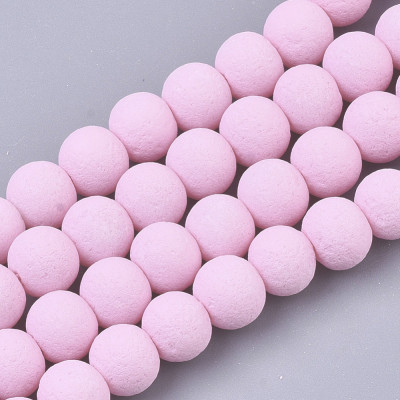 Round Druck Beads 8 mm N. 4016 Pink