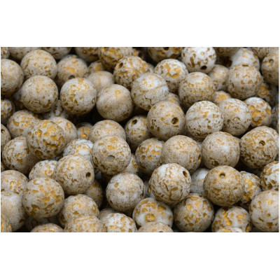 Round Beads 8mm White Alabaster Gold Etched 02010/ETCH/54302