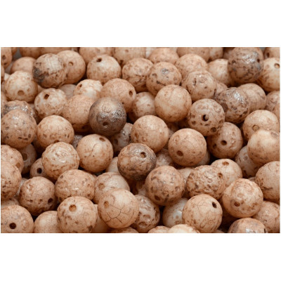 Czech Round Beads 8mm Beige Etched 02010/ETCH/54324 | Glass Beads