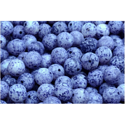 Czech Round Beads 8mm Etched Blue 02010/ETCH/54325 | Glass Beads