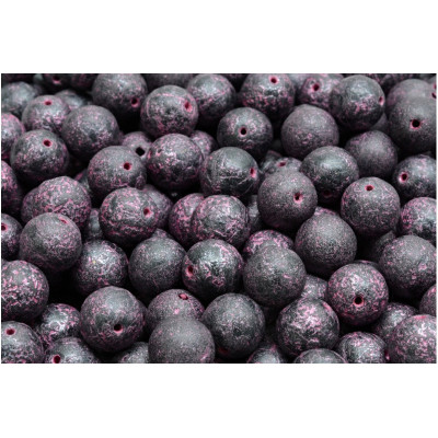 Round Beads 8mm Black Pink Etched 23980 | Rutkovsky Czech Glass