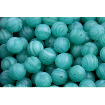 8mm Teal Swirl Round Beads 1413 | Rutkovsky Czech Glass
