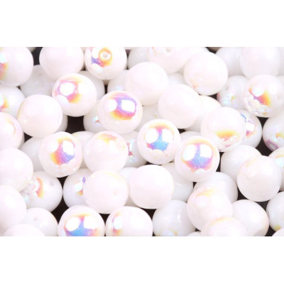Czech Round Beads 8mm White Alabaster AB 02010/28701 | Rutkovsky