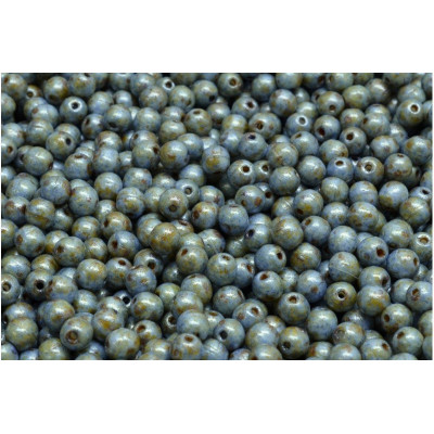 Round Beads 10mm Opaque Blue/Green Spotted 02010/65325 | Glass Beads
