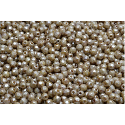 Fire Polished Beads 3mm Opaque Ivory Spotted 65321