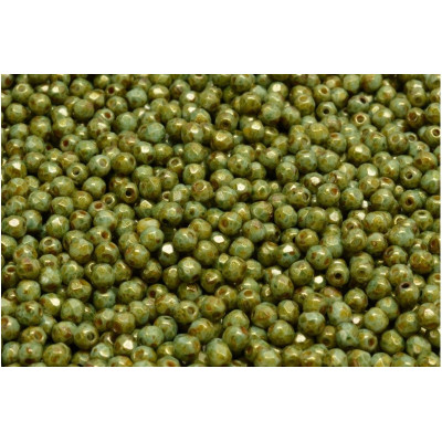 Fire Polished Beads 3mm Opaque Green Spotted 02010/65326 | Glass