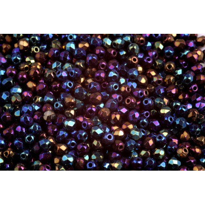 Fire Polished Beads 3mm Jet White Iris 21405 | Czech Glass