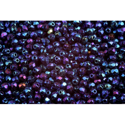 Fire Polished Beads 3mm Jet Blue Iris 23980/21435 | Czech Glass