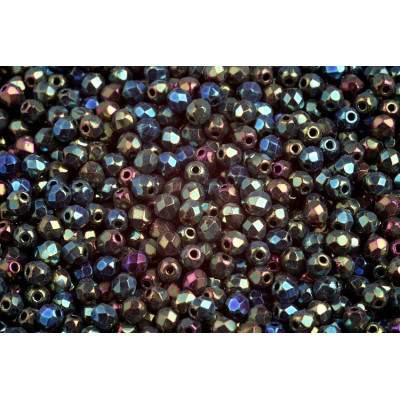 Fire Polished Beads 3mm Jet Green Iris 23980/21455 | Rutkovsky