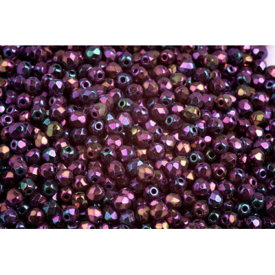 Fire Polished Beads 3mm Jet Red Iris 23980/21495 | Czech Glass