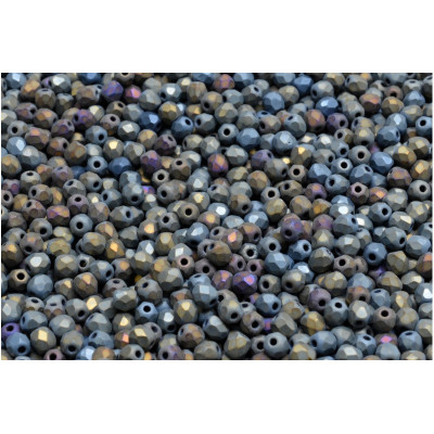 Fire Polished Beads 3mm Jet Brown Iris Matte 23980 | Czech Glass