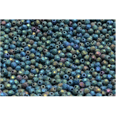 Fire Polished Beads 3mm Matte Jet Green Iris 23980/84100/21455