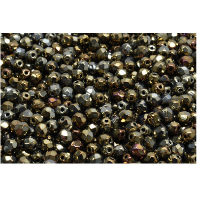 Czech Fire Polished Beads 4mm Jet Brown Iris 23980/21415 | Rutkovsky