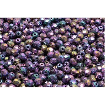 Fire Polished Beads 4mm Jet Red Iris 23980/21495 | Czech Glass