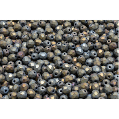 Fire Polished Beads 4mm Jet Brown Iris Mat 23980 | Rutkovsky Glass