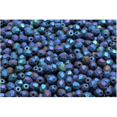 Fire Polished Beads 4mm Jet Blue Iris Mat 23980 | Czech Glass
