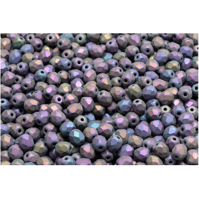 Fire Polished Beads 4mm Jet Red Iris Mat 23980 | Rutkovsky Glass