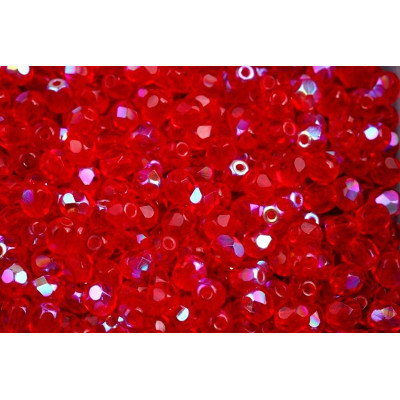 Fire Polished Beads 6mm Ruby AB 90080/28701 | Czech Glass