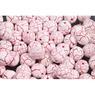 Fire Polished Beads 6mm Ionic White Red 02010/24602 | Czech Glass