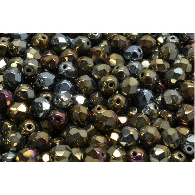Fire Polished Beads 6mm Jet Brown Iris 23980/21415 | Czech Glass