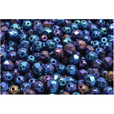 Fire Polished Beads 6mm Jet Blue Iris 23980 | Czech Glass