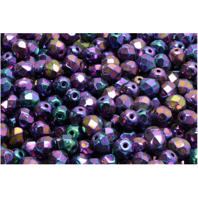 Fire Polished Beads 6mm Jet Red Iris 23980/21495 | Czech Glass