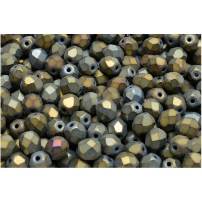 Fire Polished Beads 6mm Jet Brown Iris Mat 23980 | Rutkovsky