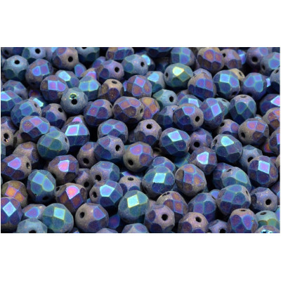 Fire Polished Beads 6mm Jet Blue Iris Mat 23980 | Czech Glass