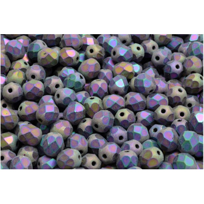 Fire Polished Beads 6mm Jet Red Iris Mat 23980 | Czech Glass