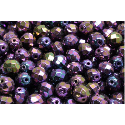 Fire Polished Beads 8mm Jet Red Iris 23980/21495 | Czech Glass