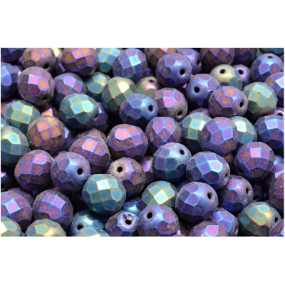 Czech Fire Polished Beads 8mm Jet Matte Iris 23980 | Rutkovsky