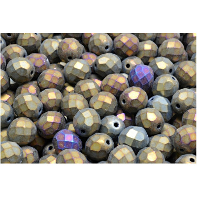 Fire Polished Beads 8mm Jet Brown Iris Mat 23980 | Rutkovsky