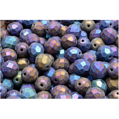 Fire Polished Beads 8mm Jet Blue Iris Mat 23980 | Rutkovsky Glass