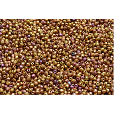 Fire Polished Beads 2mm Crystal Gold Rainbow 01610 | Czech Glass