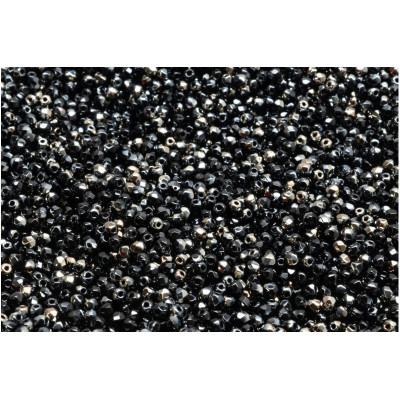 Fire Polished Beads 2mm Jet Chrom 23980-27401 | Czech Glass
