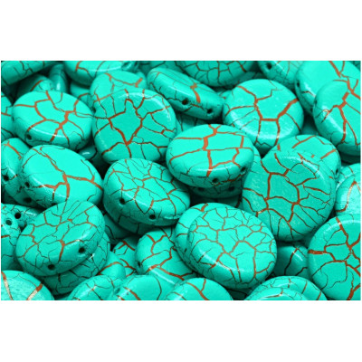2 Hole Coin Beads N. 63 IONIC TURQUOISE GREEN/BROWN