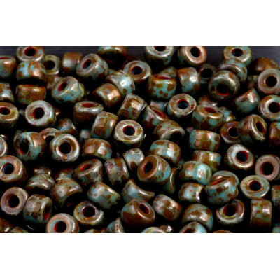 Matubo Round 2/0 Turquoise Travertin 63030/86805 | Czech Glass Beads