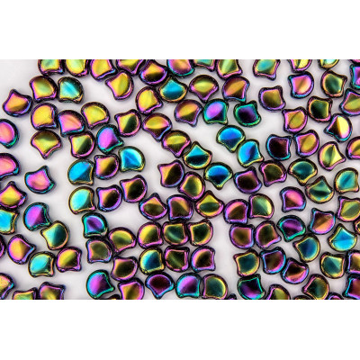 Matubo Ginko Beads Jet Red Iris 7.5mm - 2-Hole Czech Glass