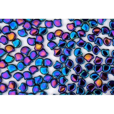 Matubo Ginko Beads 7.5mm Jet Blue Iris - 2-Hole Czech Glass